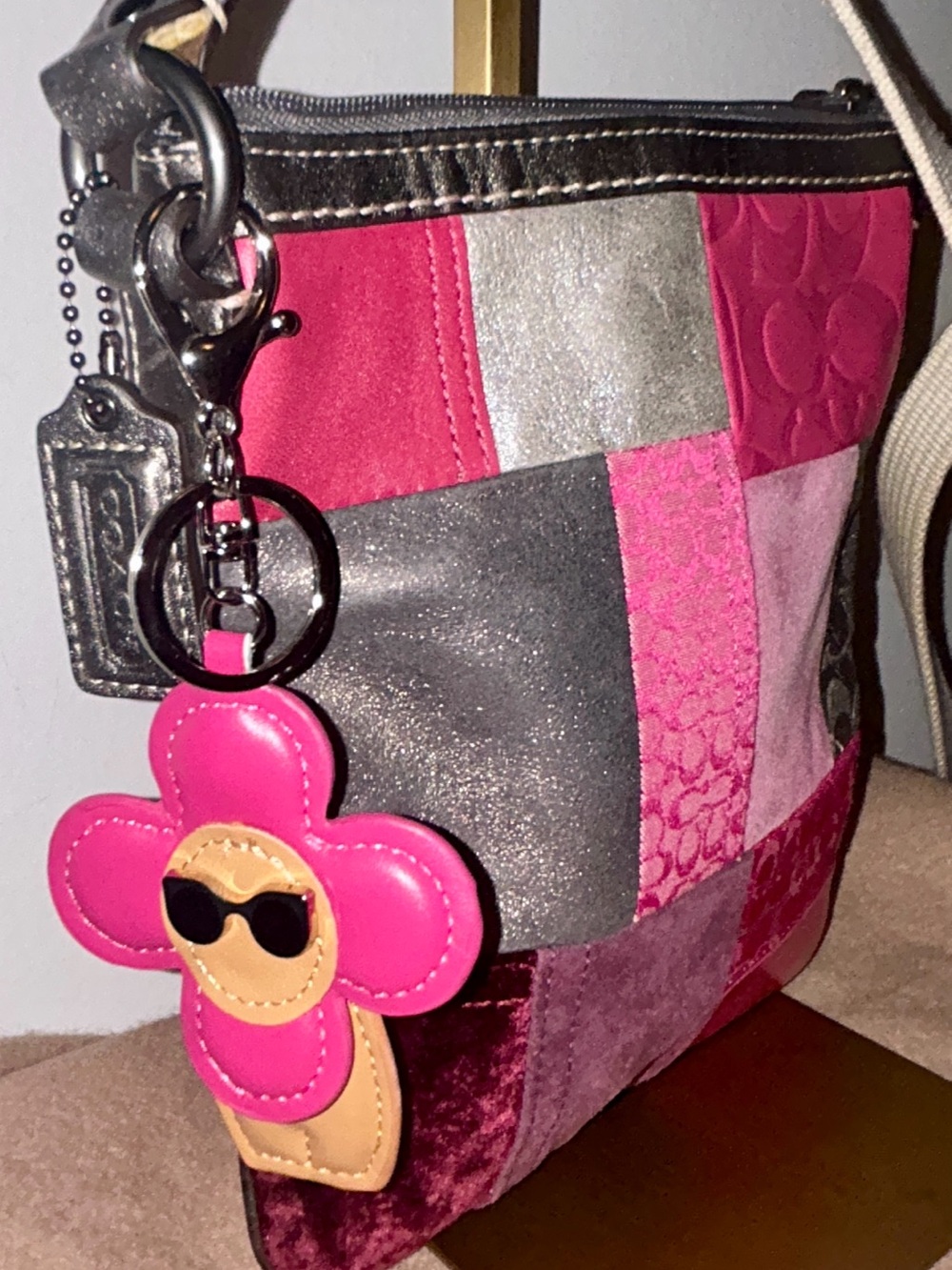 Coach Holiday Pink Patchwork Swingpack
Crossbody Bag. Fashion Purse Charm - Picture 4 of 7